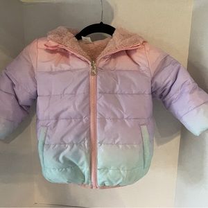 Wonder Nation Girls Reversible Puffer Coat Size 2T